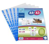 Viquel - Juego de 25 fundas perforadas en doble formato A4/A3