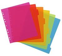 VIQUEL - Juego de 6 separadores polypro A4 maxi. Colores neón multicolores
