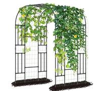 Virimolo Arco de jardín para rosas, de acero, 222 cm, color negro | Montaje rápido con destornilladores, tornillos y guantes