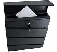 Virone Borneo Buzón Exterior de Acero Galvanizado con Soporte para Periódicos (Negro)