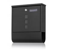 Virone Haiti Buzones De Exterior De Acero Galvanizado con Soporte para Periódicos y Ventanas (Negro)