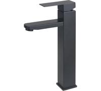 VirtuGro Grifo Lavabo Alto Grifo Baño con Altura de Salida de 21.5 cm Negro | Alto Grifo Monomando Lavabo Grifo Lavabo Negro de Acero Inoxidable con Cartuchos Cerámicos para Agua Caliente y Fría