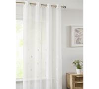 Visillo Rústico Bordado Hojas con Ollaos, VCL-002, 140x265 cm, 100% Poliéster, Color Crudo, Camaltex Ecru