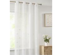 Visillo Rústico Bordado Tiras con Ollaos, VCL-003, 140x265 cm, 100% Poliéster, Color Crudo, Camaltex Ecru