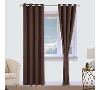 Viste tu hogar Cortinas Opacas Reversibles con Sujeción Magnética, Juego de 2 Piezas Térmicas Aislantes de Frío y Calor para Salón y Dormitorio Moderno, Poliéster Suave Antirrugas, 140x175cm, Café