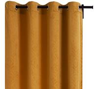 Viste tu hogar Pack 2 Cortinas de Terciopelo Holandés con Patrón de Abanico, 150x260 cm, Opacas, Suaves y Elegantes, Fácil Mantenimiento, Salón, Dormitorio y Oficina, Mostaza