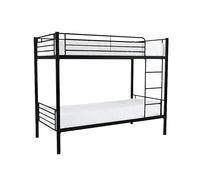 Visual Stocks Litera Juvenil Sencilla de 90x190 - Blanca o Negra - Estructura Metálica - Litera Doble Infantil y Juvenil con Escalera - Modelo BOOL (Negro)