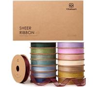 Vitalizart Cinta de Organza de 0,95 cm x 137,1 m Mezcla de 15 Colores, 15 Rollos x 9,14 m, Cinta Decorativa para Envolver Regalos, Manualidades, Lazos para Árboles de Navidad, Invitaciones de Boda