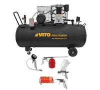 Vito - Compresor de aire 300L 10Bar 4kW 500L/min + 5 herramientas neumáticas Kit completo inflado soplado pintura garaje taller