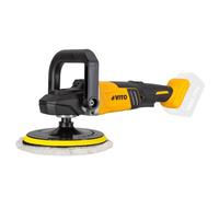 VITO - Pulidor inalámbrico de 20 V sin escobillas de 6 velocidades, 2 almohadillas de pulido Ø 180 mm, batería de litio 4 Ah + cargador