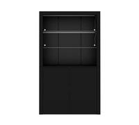 Vitrina 100x35x170 cm - highboard con led, 2 puertas y estantes de vidrio - negro