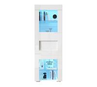 Vitrina 60x40x170 cm - puertas acrílicas, led, 2 estantes de vidrio, alta brillante - blanco