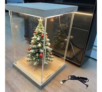 Vitrina acrílica con cubierta antipolvo, luz LED, gran caja transparente para coleccionables, modelos y exhibiciones de arte, 40 x 40 x 45 cm