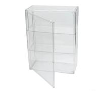 Vitrina acrílica de 2 niveles con estante extraíble y puerta magnética para coleccionables, caja de almacenamiento transparente, organizador transparente, vitrina apilable para decoración de