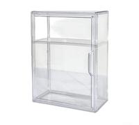 Vitrina acrílica de 2 niveles con estante extraíble y puerta magnética para coleccionables, caja de almacenamiento transparente, organizador transparente, vitrina apilable para decoración de