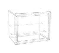 Vitrina acrílica para coleccionables, contenedor de almacenamiento apilable, con puerta magnética, de exhibición transparente, partición extraíble, para coleccionables, tarjetas, pasatiempos
