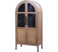 Vitrina Adalgo, de 180 cm de altura, fabricada en madera de mango con puertas de cristal