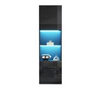 Vitrina alta 45x35x160 cm - led, 1 estante de vidrio - negro brillante