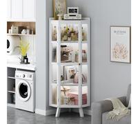Vitrina alta blanca - Vitrina Ele Curio con puertas, estantería Lar para Boo y coleccionables, esplendor de decoración del hogar
