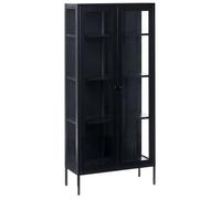 Vitrina Alta De Metal 2 Puertas Con Elementos De Vidrio Estilo Industrial Moderno Negro Harty