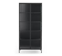 Vitrina alta puertas y laterales de cristal estructura metal negra