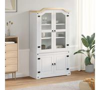 Vitrina blanca de vidaXL, 103,5 x 42 x 180 cm, fabricada en madera maciza de pino
