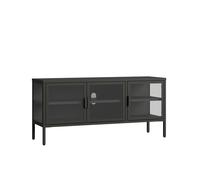 Vitrina borshavisa con 3 puertas acero 118x35x55cm transparente negro [en.casa]