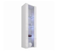 Vitrina colgante salón comedor blanco 40x29x170 1 puerta led nora v5 muebles bonitos