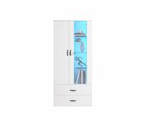 Vitrina con 2 puertas y 2 cajones y led - alto 180cm - blanco