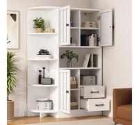 Vitrina con armarios y cajones, 104x35x155 cm. Mueble alto con tres estantes ajustables. Mueble de cocina con amplio espacio de almacenamiento. Aparador-cómoda con 14 espacios de almacenamiento, color