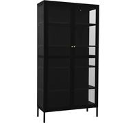Vitrina de acero y vidrio templado negra 90x40x180 cm