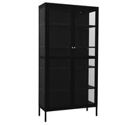 vidaXL Vitrina de acero y vidrio templado negra 90x40x180 cm