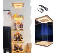 Vitrina de Acrílico Caja Acrílica Apilable Varias Figuras Acción, Vitrina Acrílica Alta Transparente Luz LED, Organizador Maquetas Coches Objetos Colección, Contenedores(15x20x30cm/6x8x12in)
