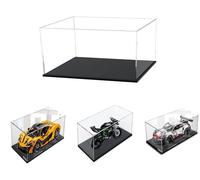 Vitrina de acrílico transparente de 3 mm de grosor, con base negra, ideal para colecciones