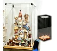 Vitrina de Acrílico Vitrina alta Apilable de Acrílico con Base de Madera, Caja de Conexión Triangular de Metal para Exhibición, Mueble Organizador Figuras Coleccionables(65x65xH65cm/26x26x26in)