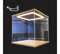 Vitrina de Acrílico Vitrina Cuadrada de Acrílico Transparente con Luz LED en Forma de Cubo, 10 15 20 25 30 35 40 45 50 60cm Caja de Exhibición con Tapa, Exhibidor de Figuras(20x20x20cm/8"x8"x8")