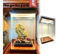 Vitrina de Acrílico Vitrina de Acrílico Transparente de 15 20 30 45 55Cm Luz LED, Caja Almacenamiento Madera Prueba Polvo Exhibición. Expositor Figuras Maquetas Colección(15x25xH25cm/6x10x10in)