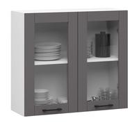 Vitrina de cocina colgante alta akord blanco 80 cm 2 puertas frente en color gris grafito 80x30,5x72 cm