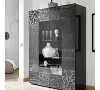 Vitrina de cristal MIRO de 2 puertas, color gris
