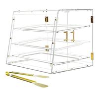 Vitrina de exhibición de panadería Acryvic de 3 bandejas, vitrina comercial de pastelería con puertas magnéticas, gabinete de exhibición de pasteles y alimentos de 53 x 43 x 42 cm para venta al por