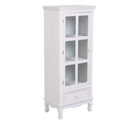 Vitrina de madera y cristal de 1 puerta y 1 cajon blanco 48x32x120