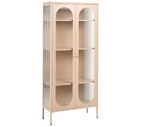 Vitrina de metal 181 cm vidrio expositor 2 puertas oficina beige Foxton