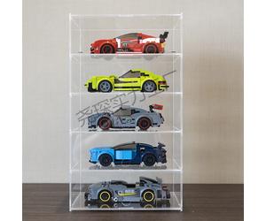 Vitrina de modelo de coche acrílica de 2-5 capas para la serie Lego Speed Racing, caja de exhibición, gabinete de polvo de almacenamiento de escena transparente de coche 4 layer