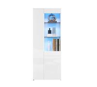 Vitrina de panel de partículas con 2 puertas,1 cajón y luz led,blanco