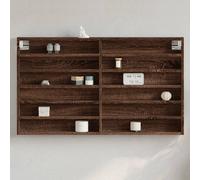 Vitrina de pared, color marrón, con aspecto de roble, dimensiones 100x8,5x58 cm, fabricada en material de madera
