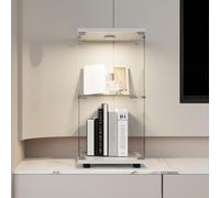 Vitrina de vidrio negra, de 2 niveles, con dimensiones de 40x36,5x86 cm, ideal para salón y oficina