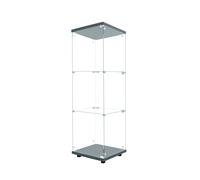Vitrina de vidrio negra LED 1 puerta 3 estantes 125,2×42,4×36,3 cm, mueble expositor moderno para salón, dormitorio y oficina