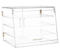 Vitrina expositora para panadería, mostrador comercial de 4 niveles para pastelería, caja de pan acrílica transparente para la cocina, vitrina para pasteles y tartas para fiestas, con puerta trasera m