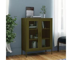 Vitrina "Hatzenbühl" de acero en color verde oliva. Dimensiones (largo/ancho/alto): 80 x 35 x 101 cm