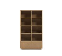 Vitrina Helvine, 4 puertas, 2 cajones, chapa de roble, cristal templado, 100x174cm, FSC 100%